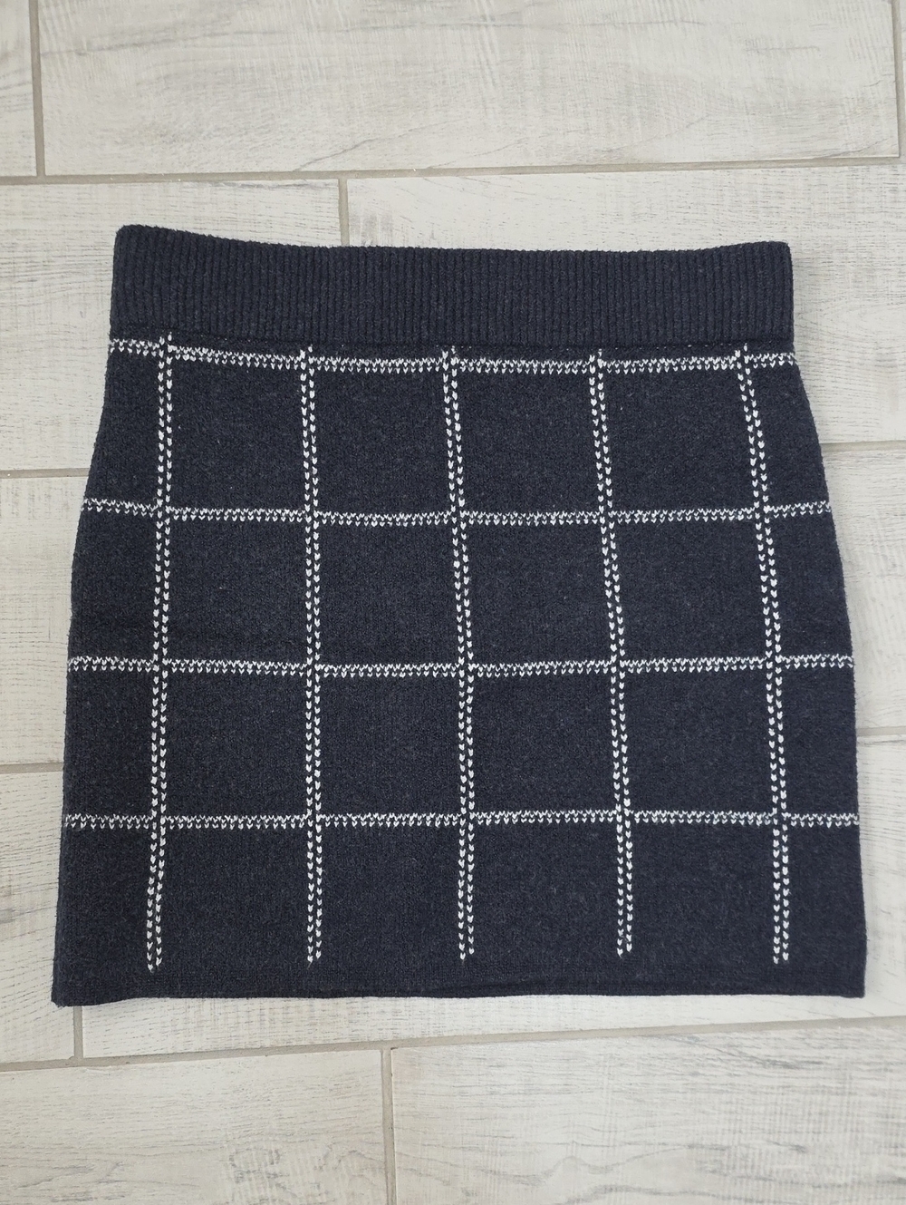 a new day Navy Plaid Sweater Skirt Women's Size XL Preppy Fall